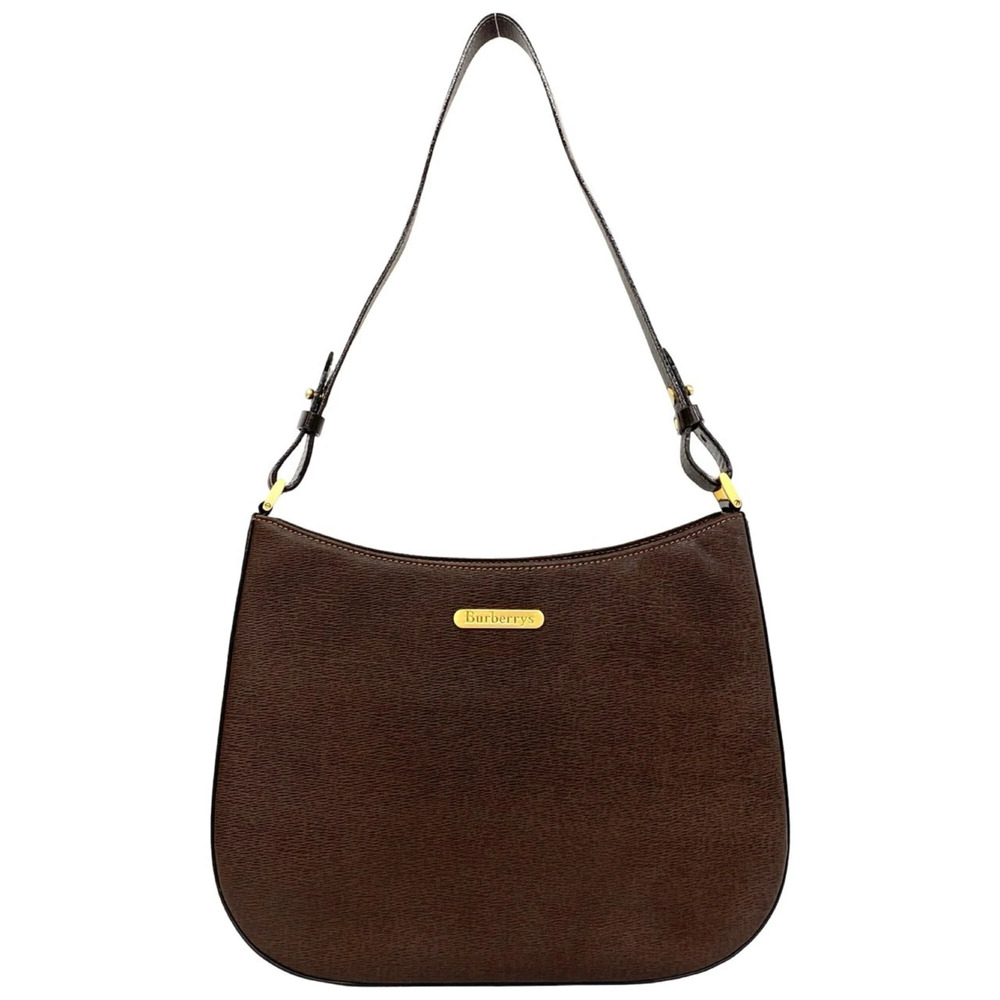 Burberrys Vintage Logo Hardware Nova Check Shadow Horse Leather Semi One Shou...